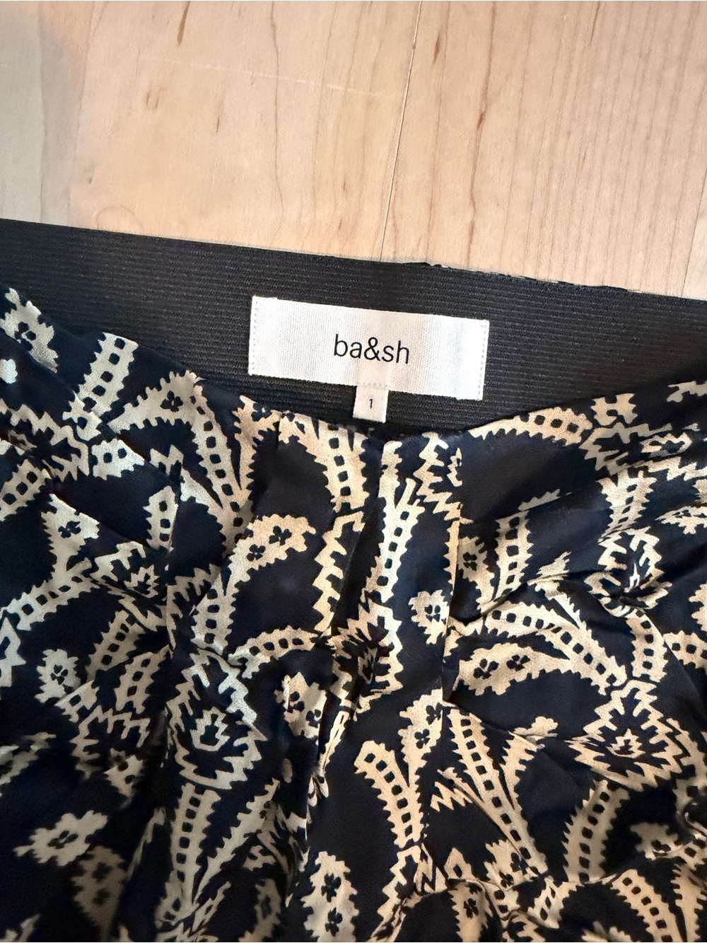 ba&sh dark green and Cream Patterned Skirt